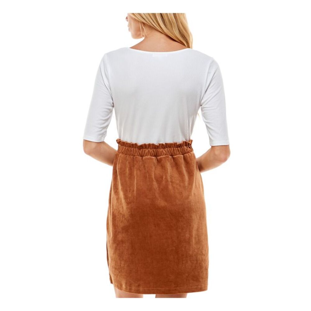 ULTRA FLIRT Womens Tie Button Elastic Waist Short Sleeve Sheath Dress - Picture 2 of 4